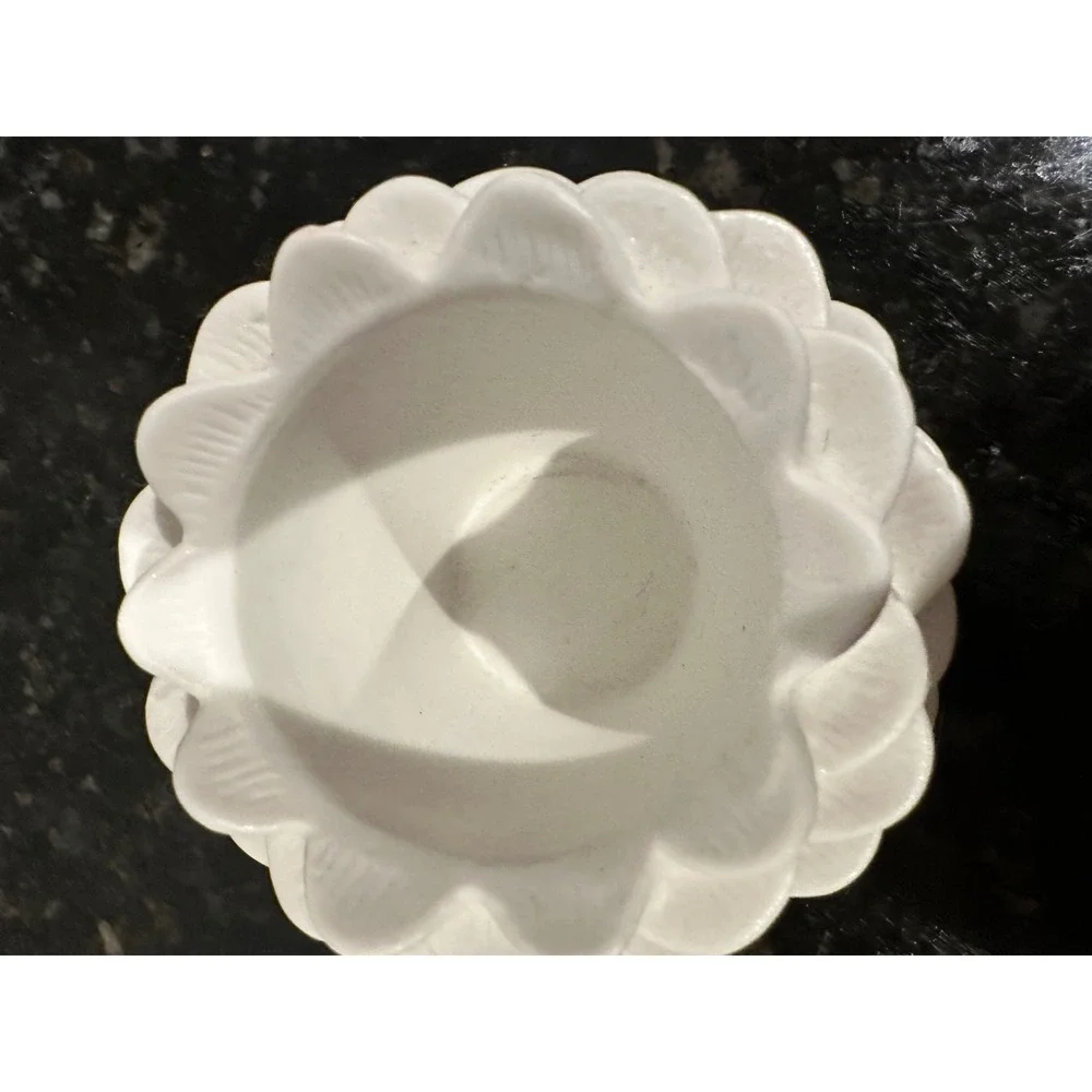 2 White Ceramic Pinecone Shaped Votive Holders